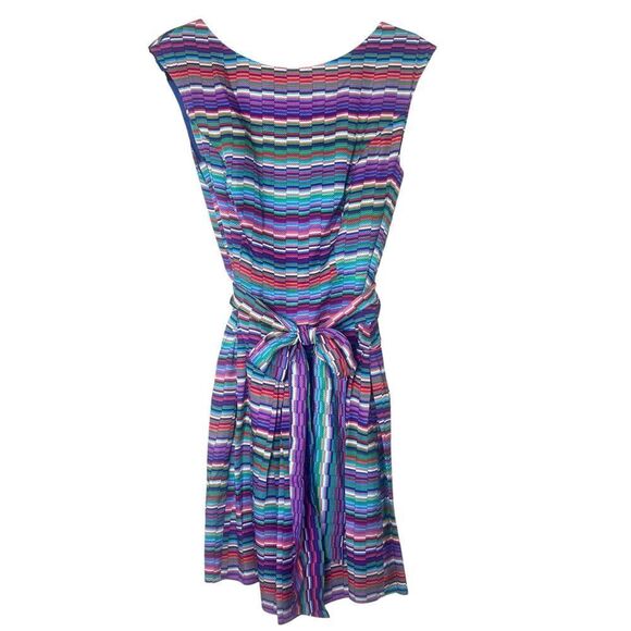Shoshanna Fit & Flare Sleeveless Kaleidoscope Silk Dress Multicolor Sz 10 - Picture 1 of 12